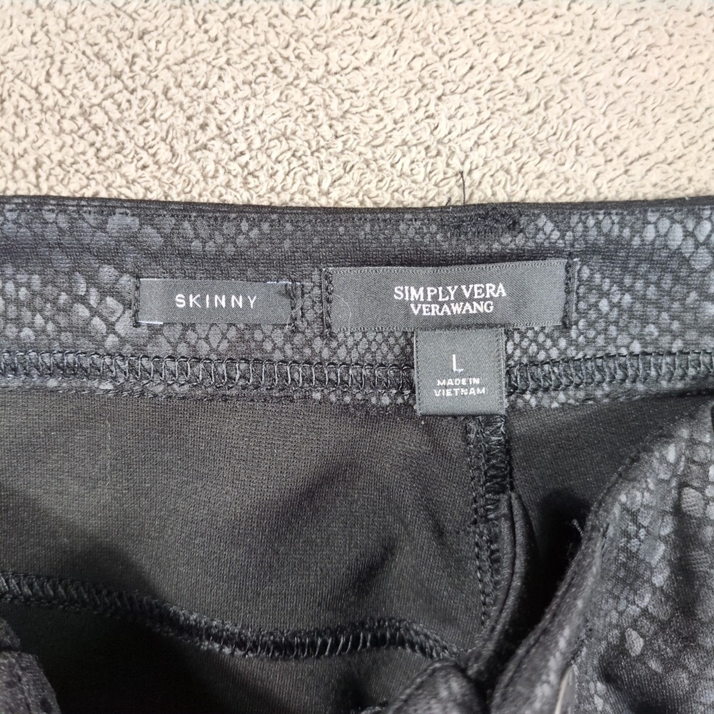 Simply Vera Vera Wang Polished Twill Pants Womens Large Black Snake Print Skinny - Picture 7 of 10